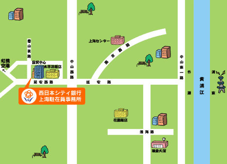 西日本シティ銀行 上海駐在員事務所 所在地マップ