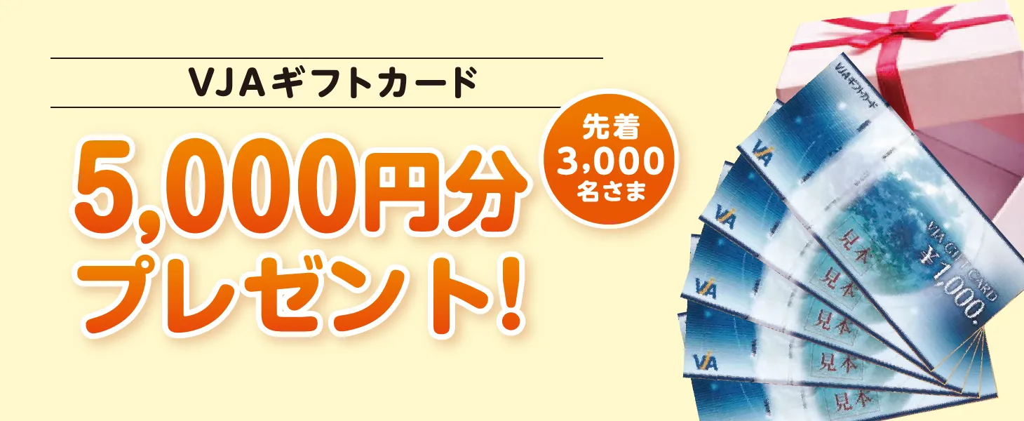 VJAギフトカード5,000円分プレゼント！先着3,000名さま