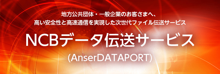 地方公共団体・一般企業のお客さまへ。高い安全性と高速通信を実現した次世代ファイル伝送サービス「NCBデータ伝送サービス(AnserDATAPORT)」