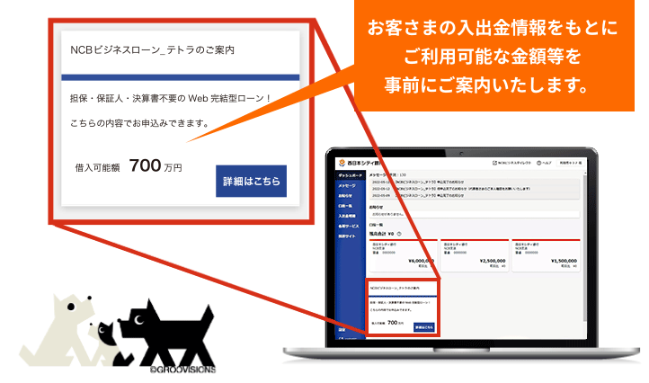 ビジネスローン_テトラとは？お客さまの入出金情報をもとにご利用可能な金額等を事前にご案内いたします。