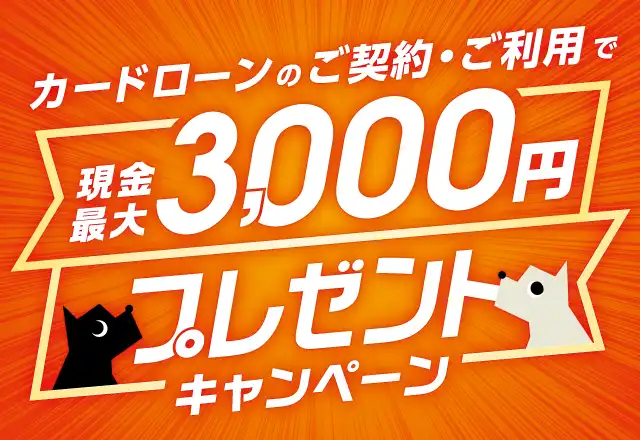 カードローンのご契約・ご利用で現金最大3,000円プレゼントキャンペーン