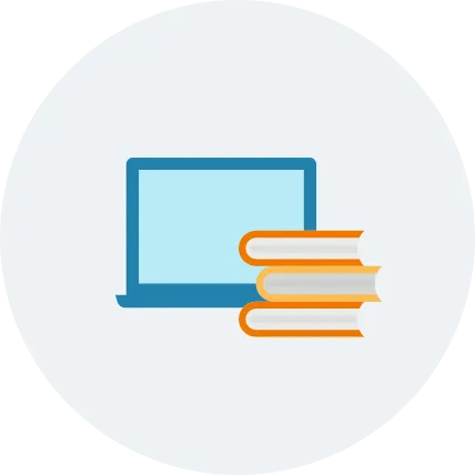 ノートPCと教材のイラスト