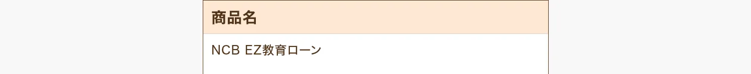 商品名 NCB EZ教育ローン