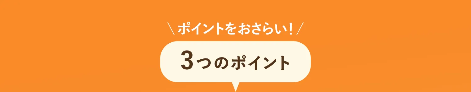 ポイントをおさらい！ 3つのポイント