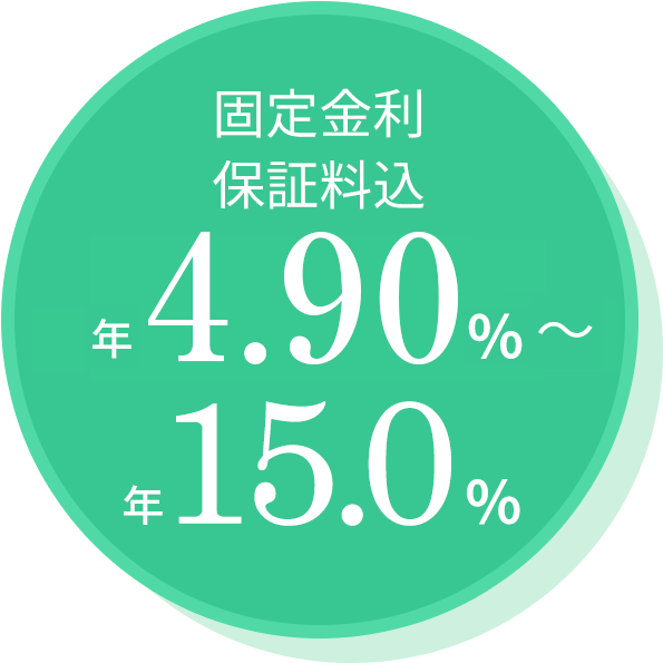 固定金利保証料込 年4.650%～年15.0%