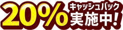 20%キャッシュバック実施中！