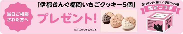 当日ご相談された方へ。伊都きんぐ福岡いちごクッキー5個プレゼント！※数に限りがあります。