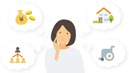 女性が考えているイラスト